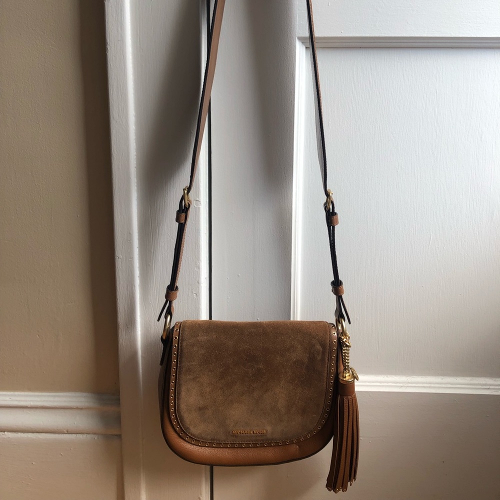michael kors • leather & suede crossbody